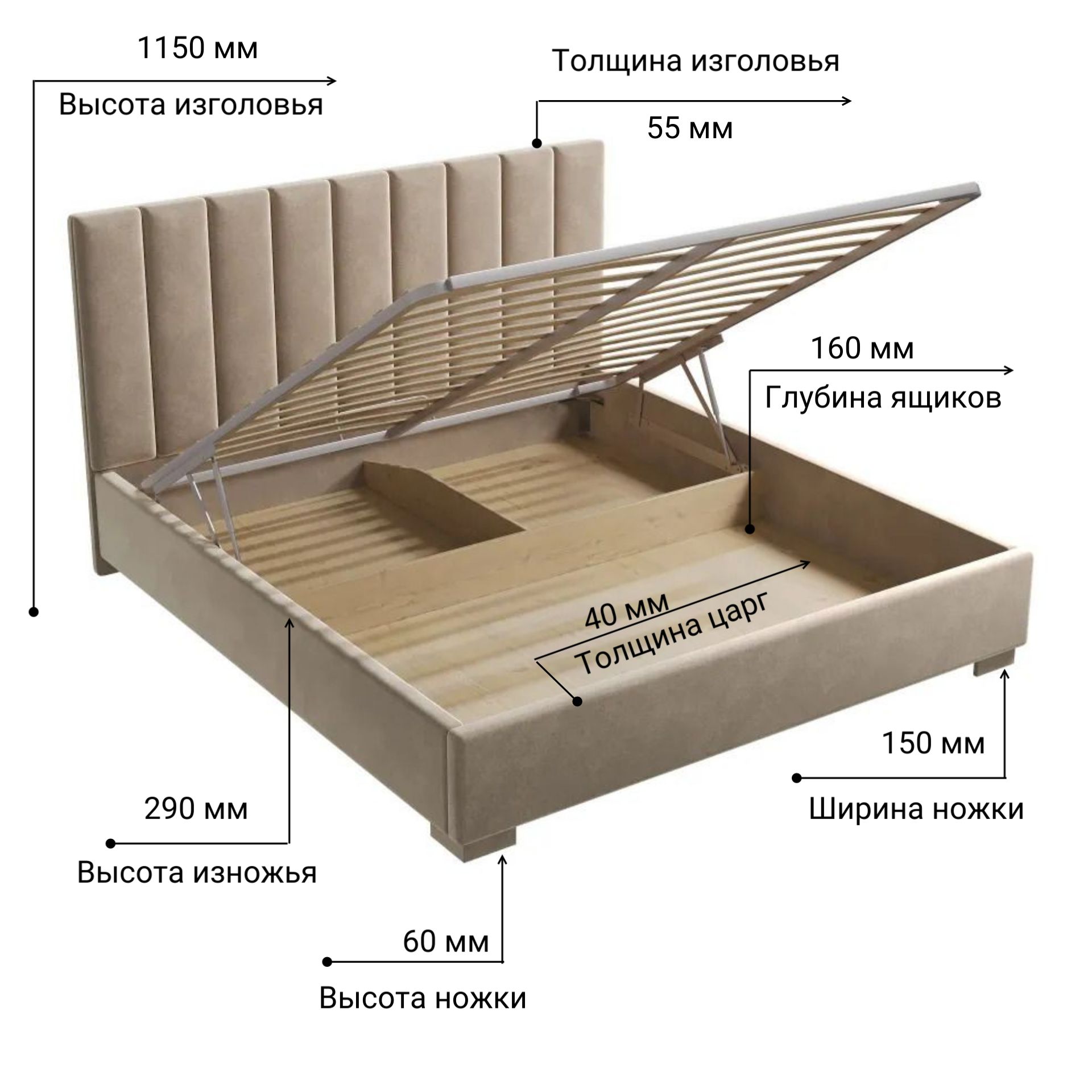 Кровать Беатрис (1800х2000) ,шоколадный
